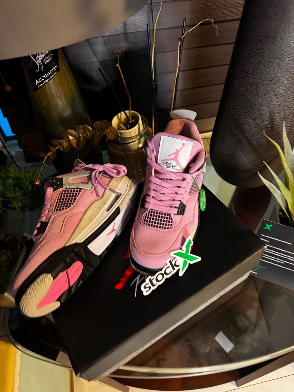 Jordan Pink and Cream Women's Retro Basketball Sneakers - Picture 2 of 2